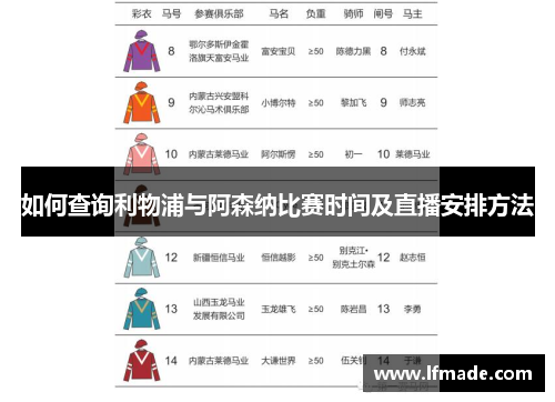 如何查询利物浦与阿森纳比赛时间及直播安排方法